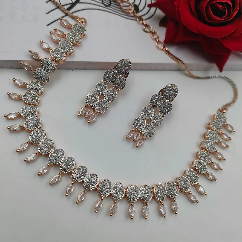 Unique Necklace Designs-Manisha Jewellery Gold Plated Austrian Stone Necklace Set