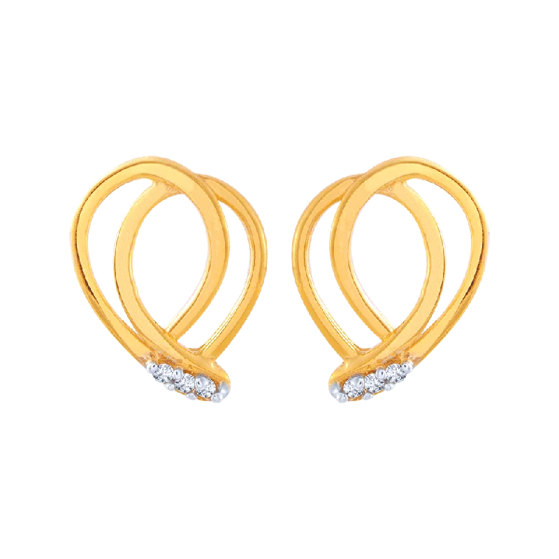 Geometric Earrings-14KT (585) Yellow Gold And American Diamond Stud Earrings For Women