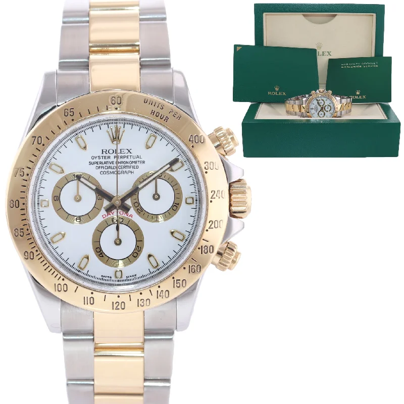 Women’s Solar Powered Watches-2007 Rolex Daytona 116523 White Steel Yellow Gold Two Tone Watch Box