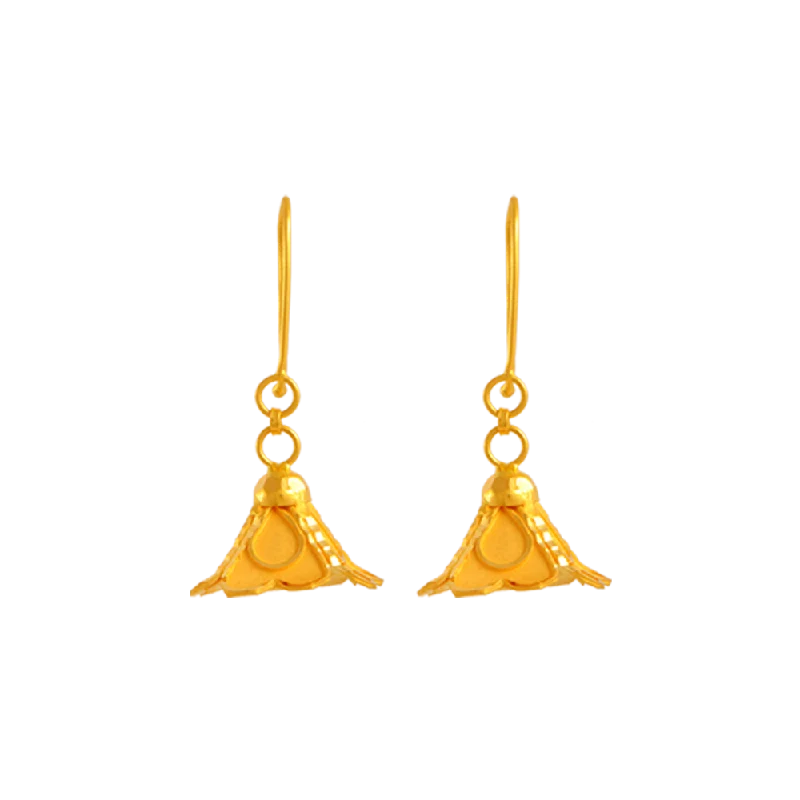 Trendy Rose Gold Earrings-22KT Yellow Gold Jhumki Earrings For Women