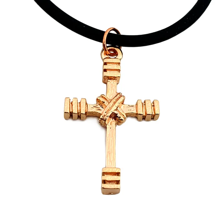 Designer Heart Pendant Necklaces-Rugged Cross Necklace Rose Gold Color