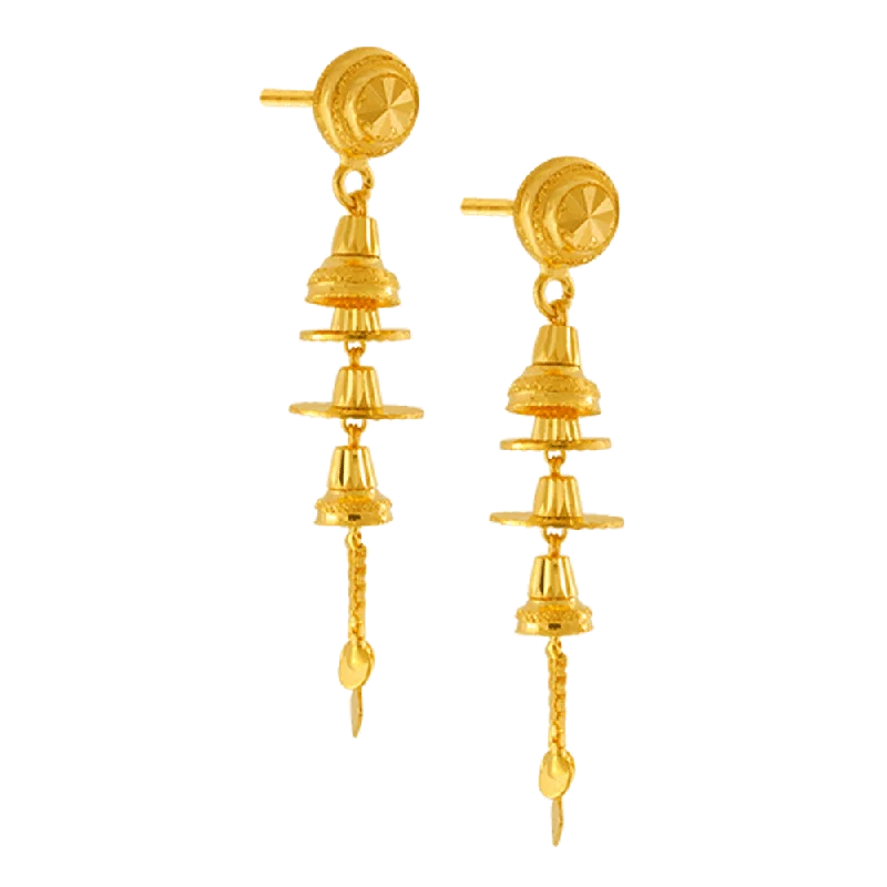 Artistic Earrings for Women-22KT Yellow Gold Jhumki Earrings For Women