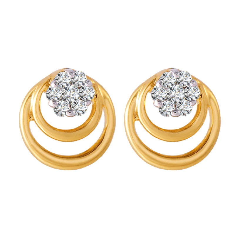 Mixed Color Earrings-18KT (750) Yellow Gold And Diamond Clip-on Earrings For Women