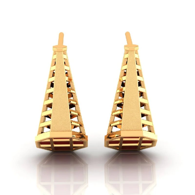 Sparkling Crystal Earrings-14k Beautiful Gold Earrings With Reddish Hue In A Conical Shape