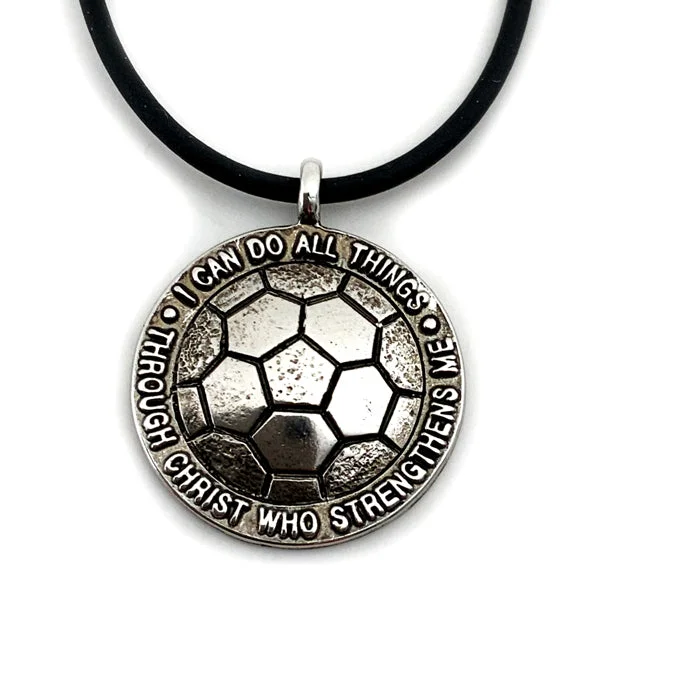 Multi-Strand Necklaces-Soccer Necklace in Gunmetal Finish