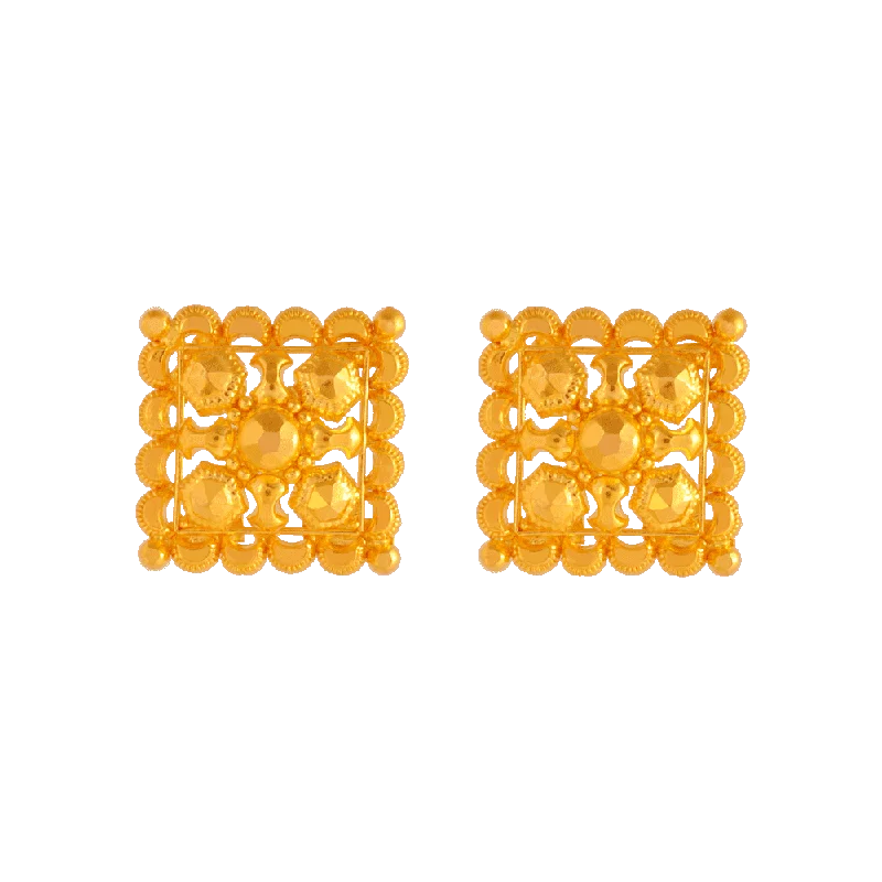 Elegant Stud Earrings-22KT Yellow Gold Stud Earrings For Women