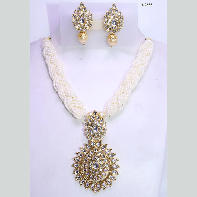 Elegant Sapphire Necklaces-Corbeda Fashion Gold Plated Kundan Necklace Set