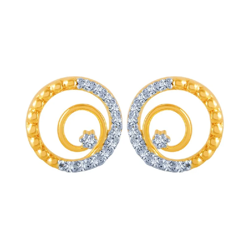 Chic Crystal Earrings-18k (750) Yellow Gold And Diamond Stud Earrings For Women