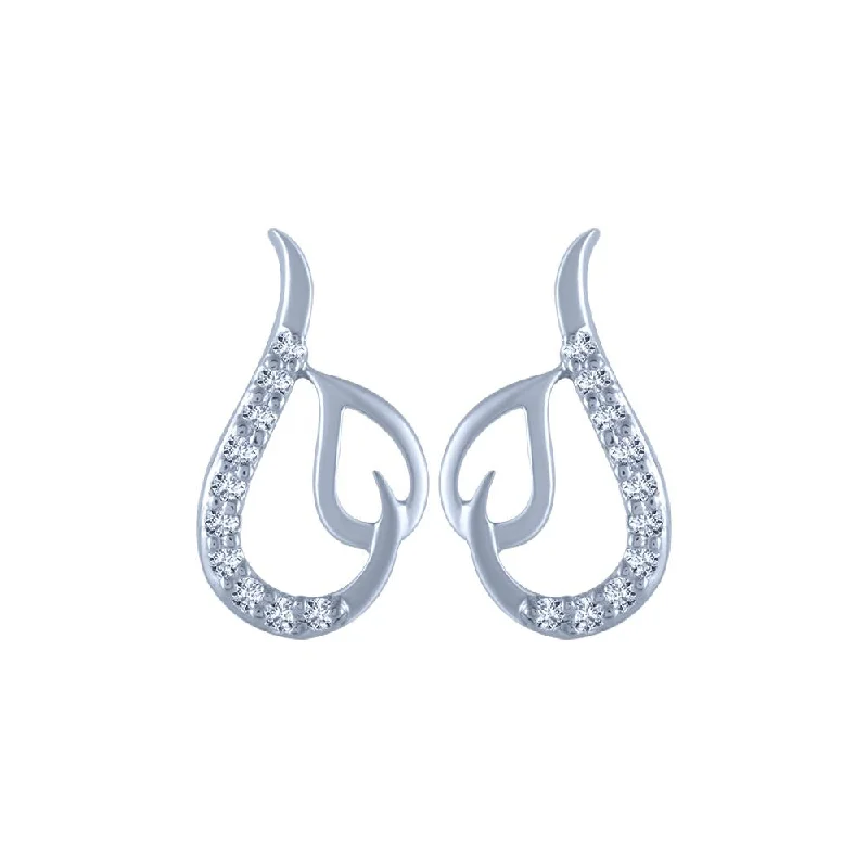 Glittery Earrings for Parties-18k (750) White Gold And Diamond Stud Earrings For Women