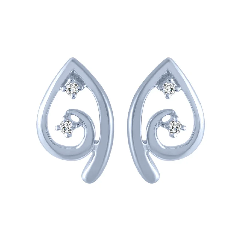 Elegant Bead Earrings-18k (750) White Gold And Diamond Stud Earrings For Women