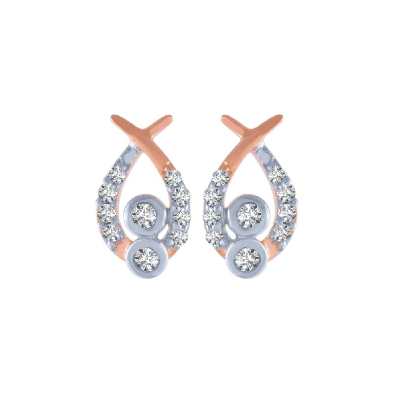 Sparkling Drop Earrings-18KT (750) Rose Gold And Diamond Stud Earrings For Women