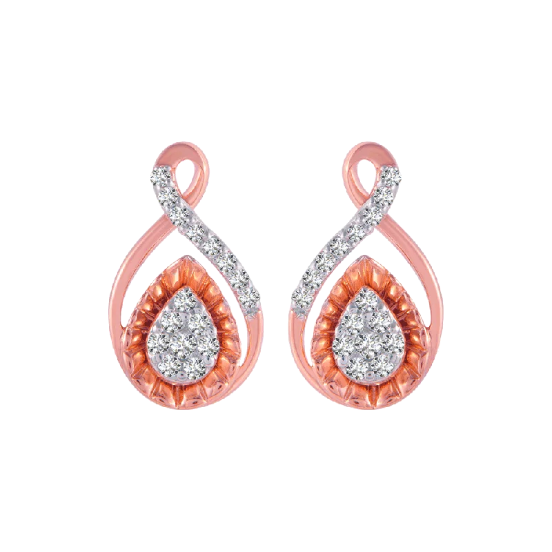 Small Hoop Earrings-18KT (750) Rose Gold And Diamond Stud Earrings For Women