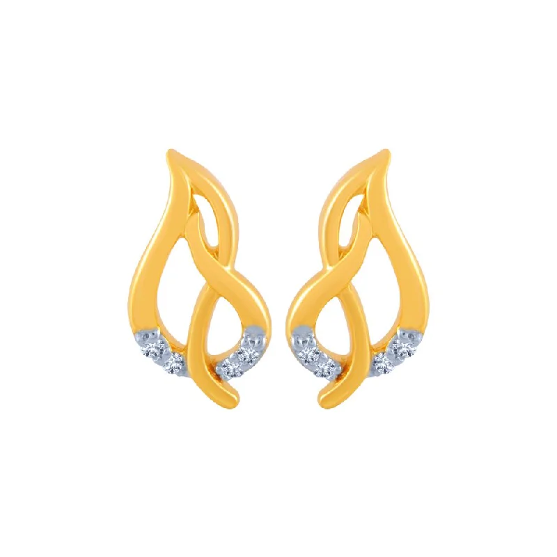 Round Earrings for Women-18k (750) Yellow Gold And Diamond Stud Earrings For Women