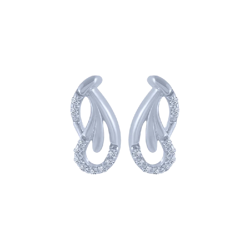 Silver Tassel Earrings-18KT (750) White Gold And Diamond Stud Earrings For Women