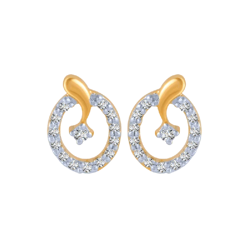 Elegant Gold Earrings-18KT (750) Yellow Gold And Diamond Stud Earrings For Women