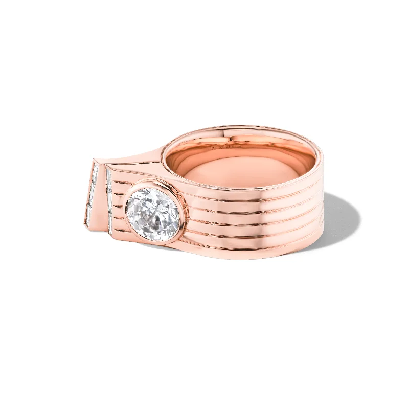 Stunning Diamond Rings-FRENCH CUFF RING IN 18K ROSE GOLD