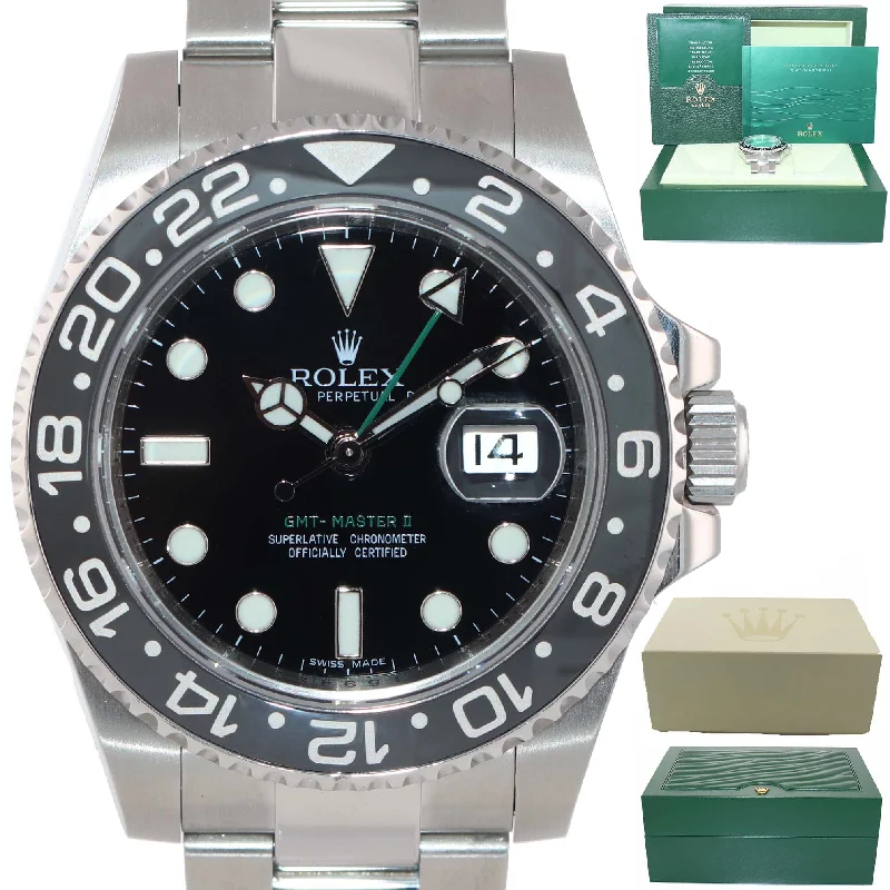 Solar Watches with Time Display-2012 Rolex GMT Master II 116710LN Steel Ceramic Black Ceramic Watch Box