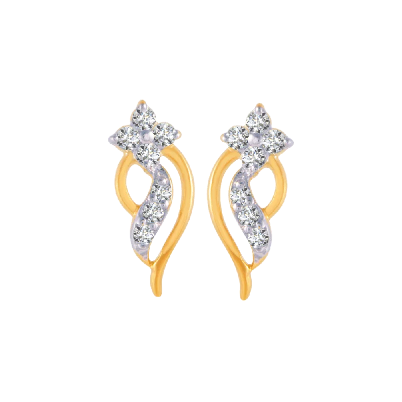 Unique Dangle Earrings-18KT (750) Yellow Gold And Diamond Stud Earrings For Women