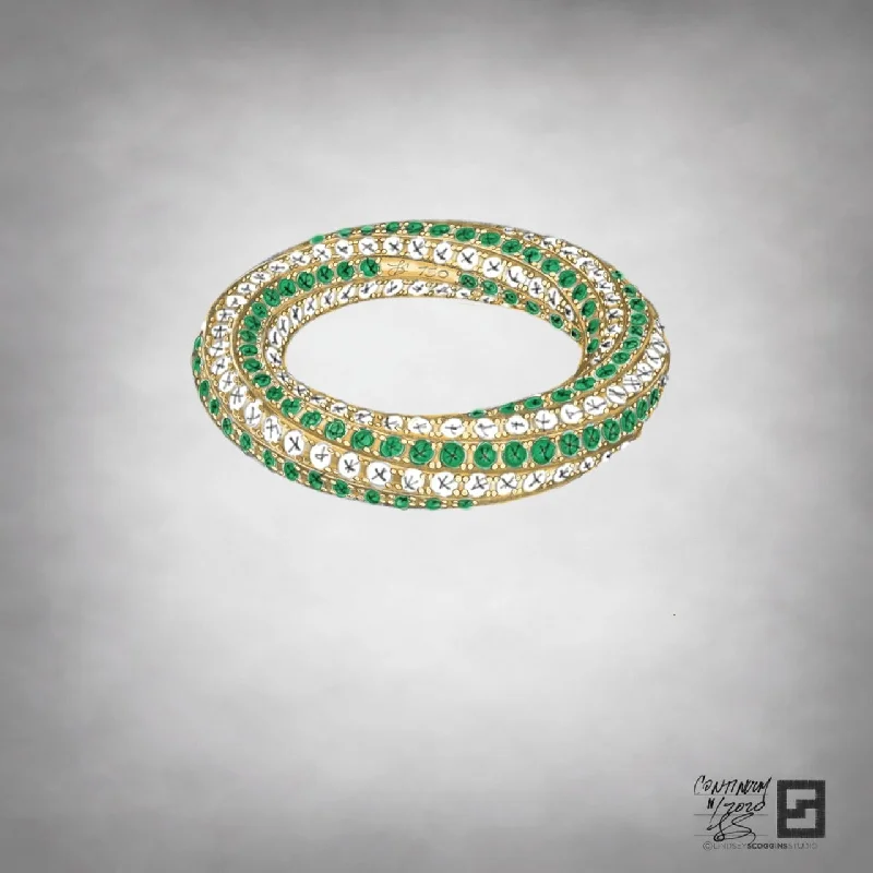 Blue Diamond Rings-CONTINUUM DIAMOND AND EMERALD ETERNITY BAND