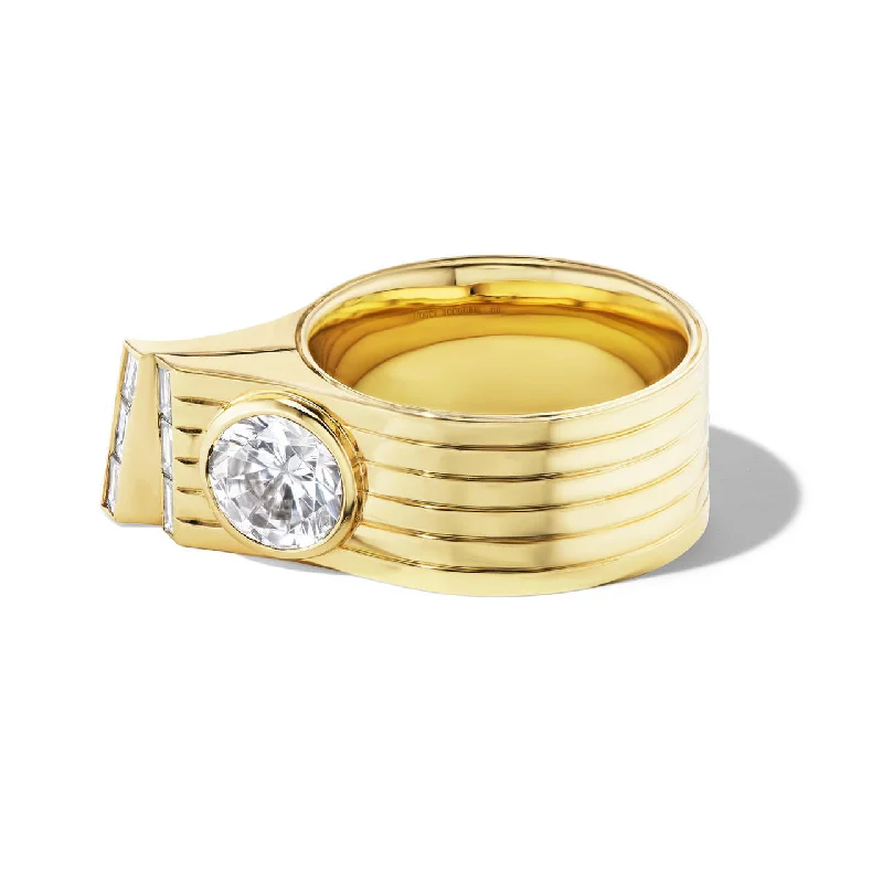 Luxury Diamond Rings-FRENCH CUFF RING IN 18K YELLOW GOLD