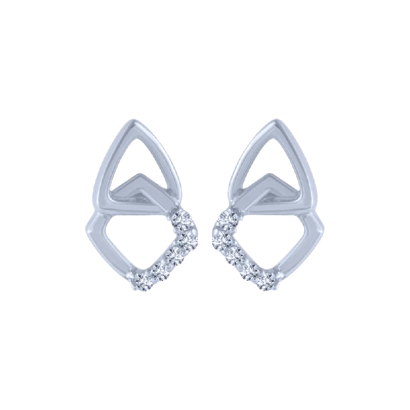 Sparkly Drop Earrings-18KT (750) White Gold And Diamond Stud Earrings For Women