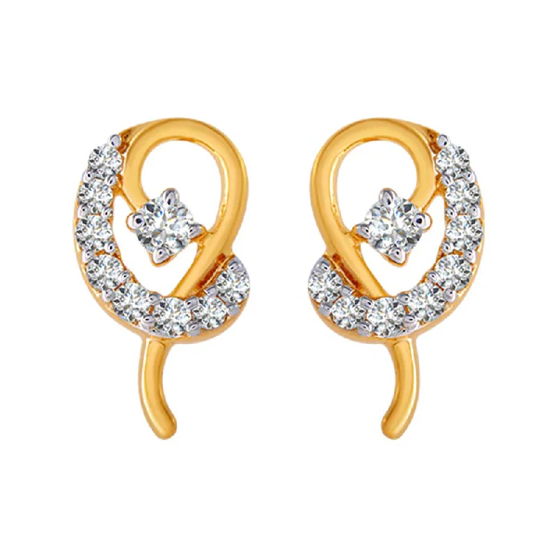 Long Gold Earrings-18KT (750) Yellow Gold And Diamond Clip-on Earrings For Women