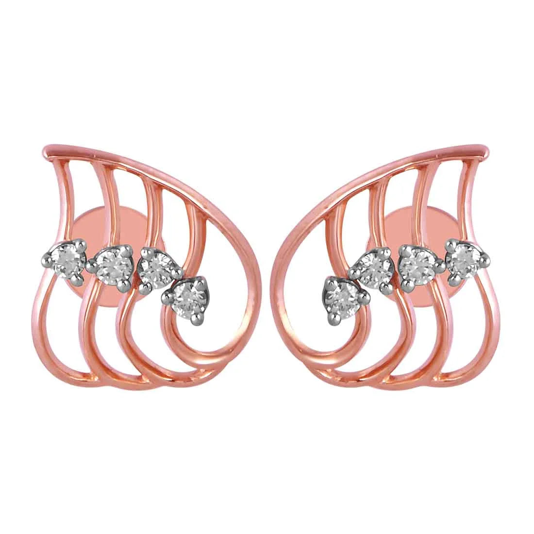 Gemstone Drop Earrings-14KT (585) Rose Gold & Diamond Everyday Stud Earrings