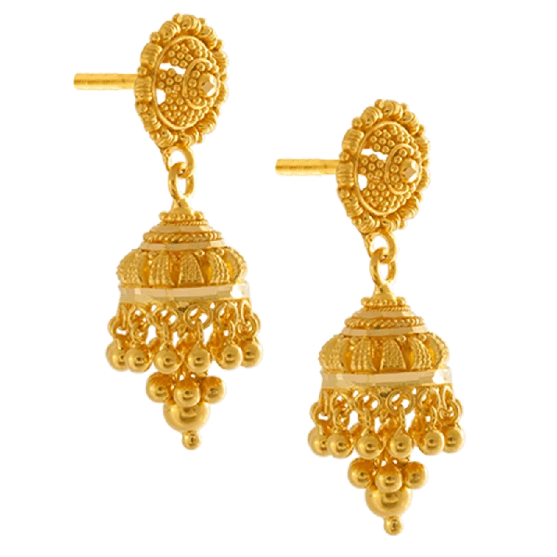 Crystal Drop Earrings-22KT Yellow Gold Jhumki Earrings For Women