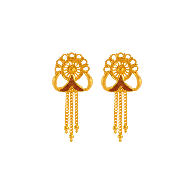 Customized Initial Earrings-22KT Yellow Gold Jhumki Earrings For Women