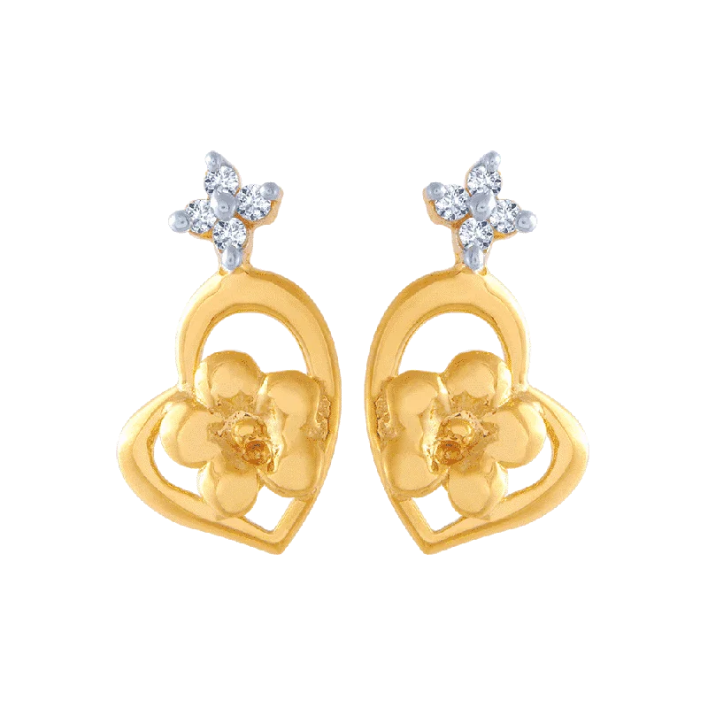 Fashion Earrings for Special Occasions-14KT (585) Yellow Gold And American Diamond Stud Earrings For Women