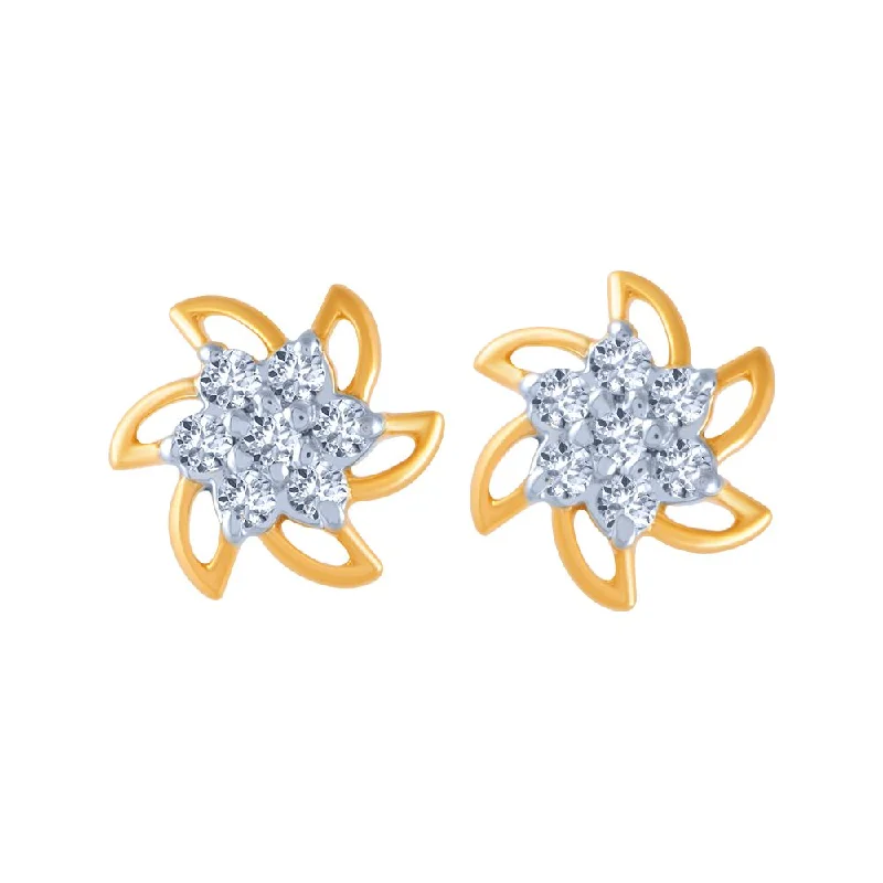 Chunky Earrings for Parties-18k (750) Yellow Gold And Diamond Stud Earrings For Women