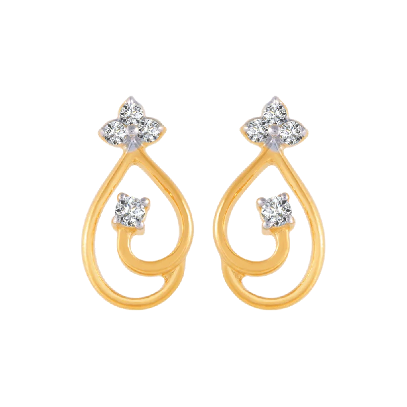 Gold Plated Dangle Earrings-18KT (750) Yellow Gold And Diamond Stud Earrings For Women