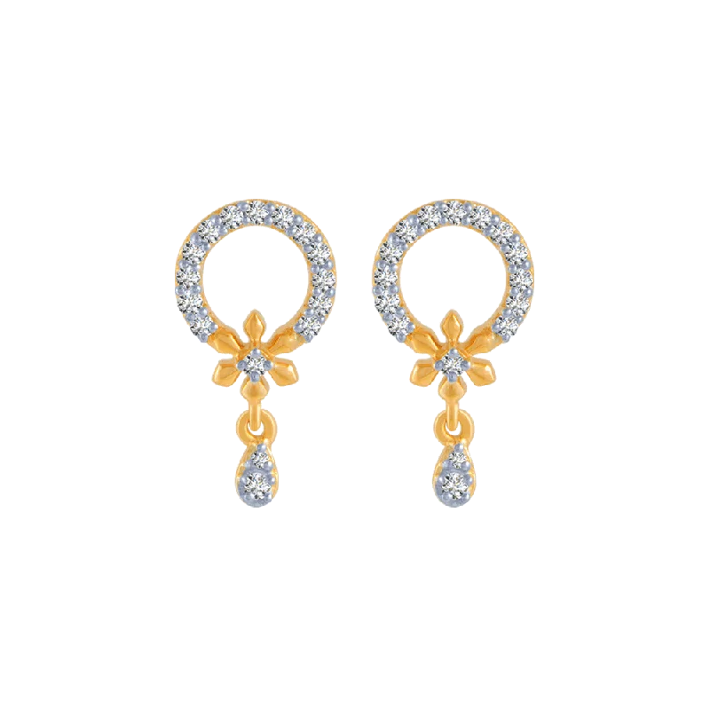 Elegant Silver Hoops-18KT (750) Yellow Gold And Diamond Stud Earrings For Women