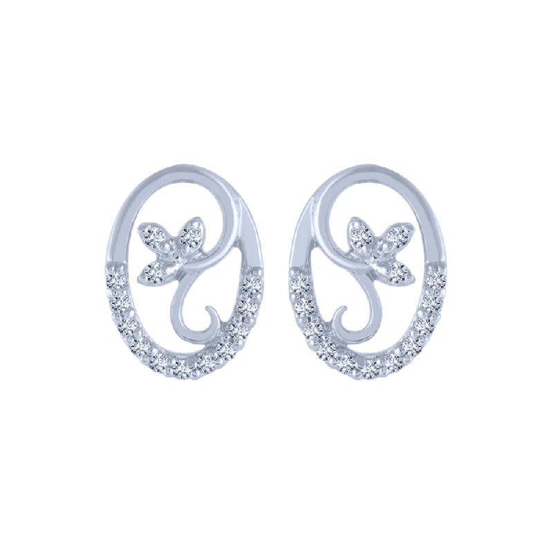 Drop Earrings for Brides-18KT (750) White Gold And Diamond Stud Earrings For Women