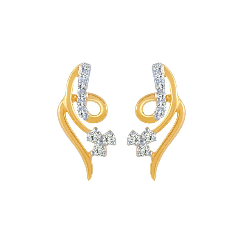 Chunky Earrings for Parties-18k (750) Yellow Gold And Diamond Stud Earrings For Women