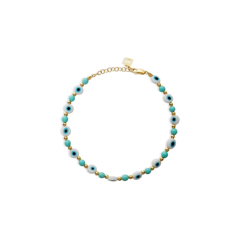 Simple Gemstone Bracelets-THE EVIL EYE BEADED BRACELET