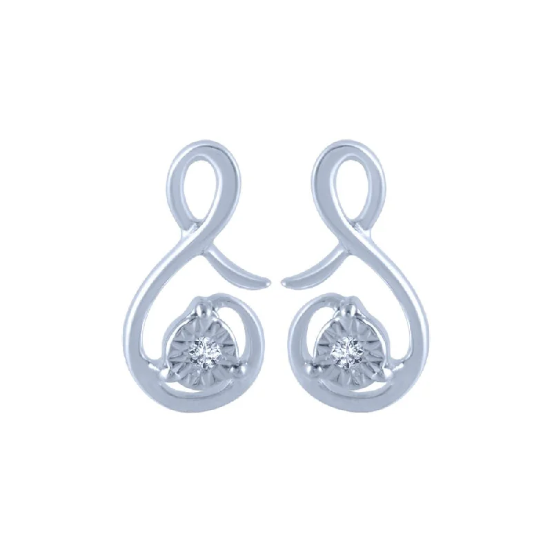 Classy Diamond Earrings-18k (750) White Gold And Diamond Stud Earrings For Women