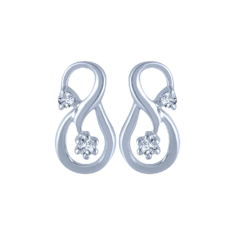 Handcrafted Earrings-18k (750) White Gold And Diamond Stud Earrings For Women