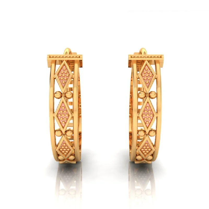 Beaded Hoop Earrings-Earrings Made In 22k Unique Gold Featuring A Succession Of Diamond Shapes