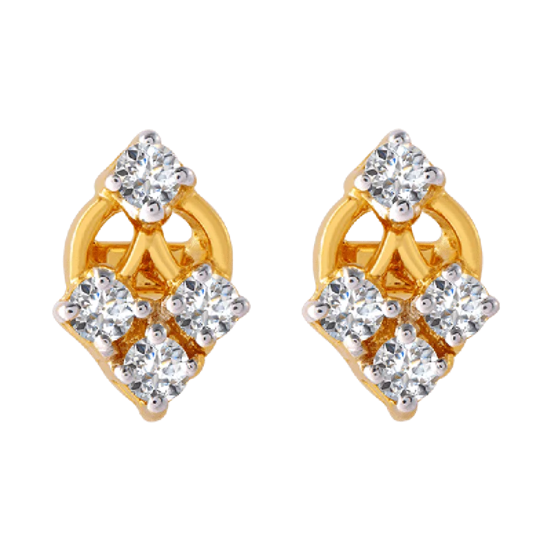 Minimalist Gold Earrings-18KT (750) Yellow Gold And Diamond Clip-on Earrings For Women