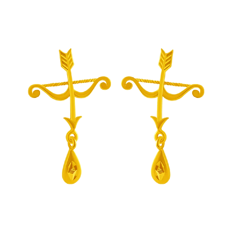 Gold Wire Earrings-14KT (585) Yellow Gold Clip-on Earrings For Women