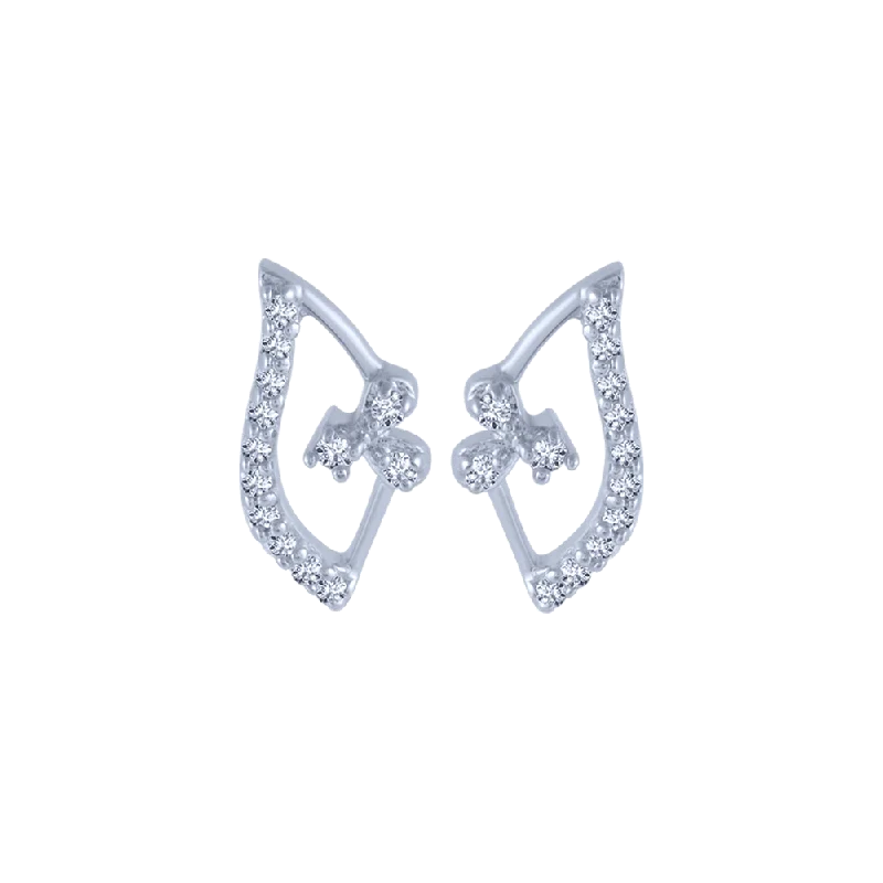 Crystal Drop Earrings-18KT (750) White Gold And Diamond Stud Earrings For Women