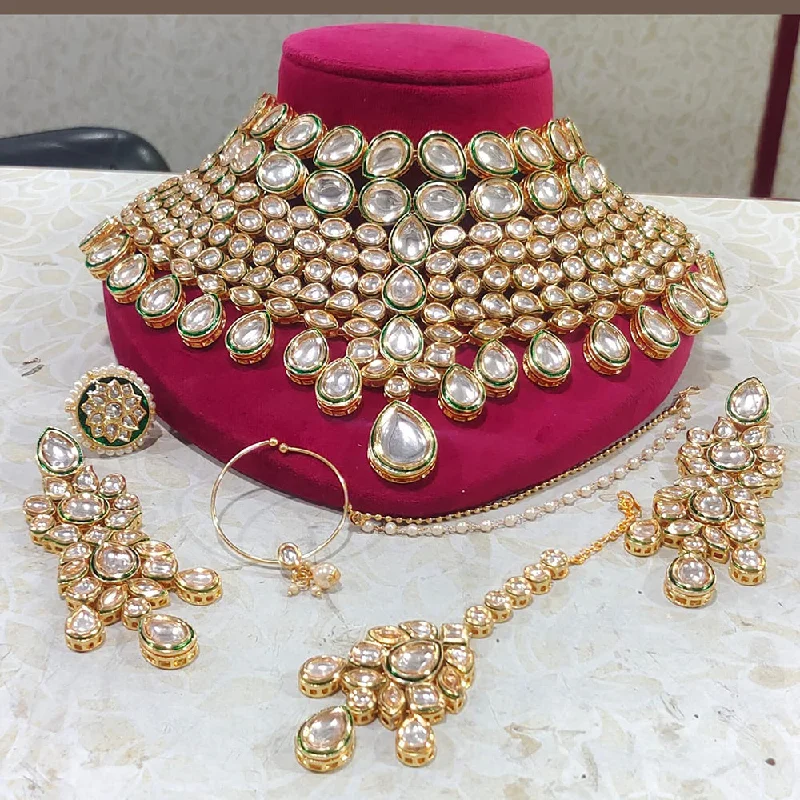 Custom Heart Shaped Necklaces-Jcm Gold Plated Kundan Necklace Set