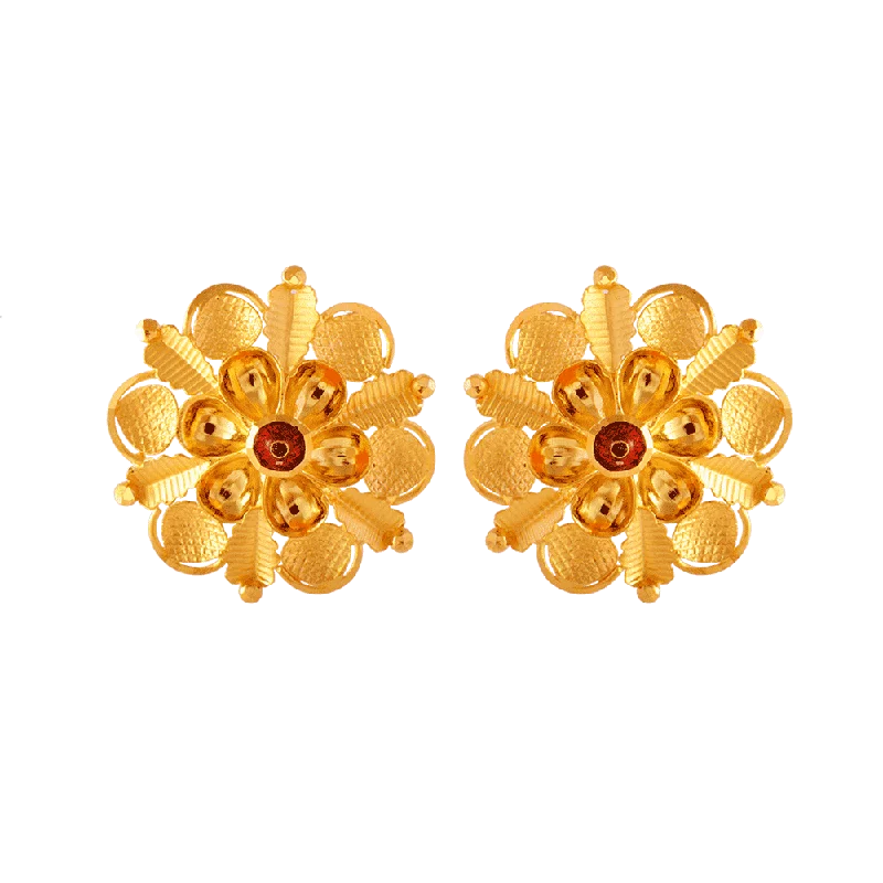 Luxury Diamond Earrings-22KT (916) Yellow Gold Stud Earrings For Women