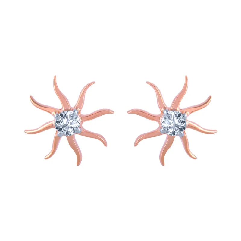 Party Earrings for Women-18k (750) Rose Gold And Diamond Stud Earrings For Women