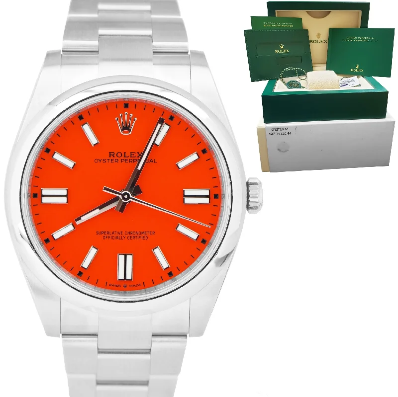 High-Tech Men’s Smart Watches-MINT NOV. 2020 Rolex Oyster Perpetual 41mm CORAL RED Oyster Steel Watch 124300