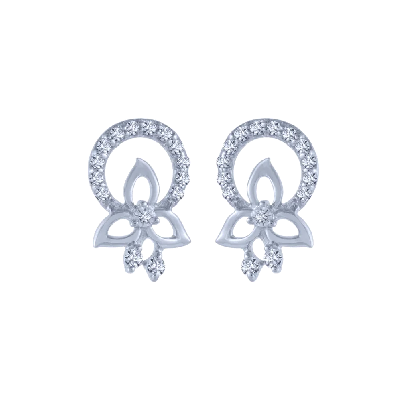 Bridal Jewelry Earrings-18KT (750) White Gold And Diamond Stud Earrings For Women