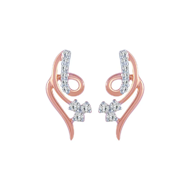 Customizable Earrings for Gifts-18k (750) Rose Gold And Diamond Stud Earrings For Women