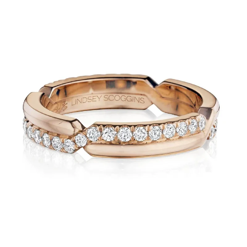 Matching Wedding Rings for Couples-CHANCE CLASSIC HALF PAVÉ