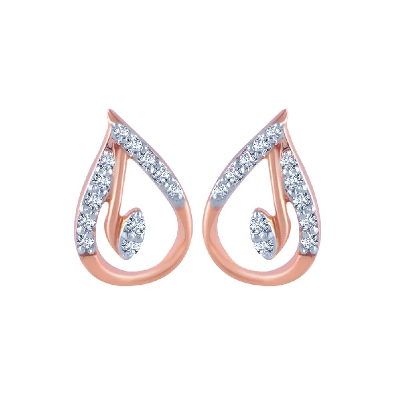 Multi-Layered Earrings-18k (750) Rose Gold And Diamond Stud Earrings For Women